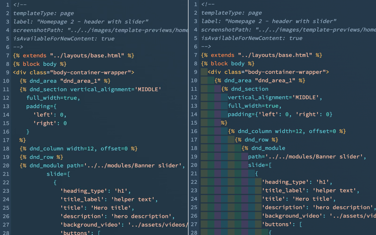 Before and after formatting