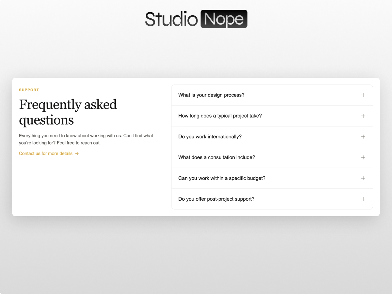 FAQ Pro HubSpot module showing expandable FAQ accordion with split layout and rich text answers