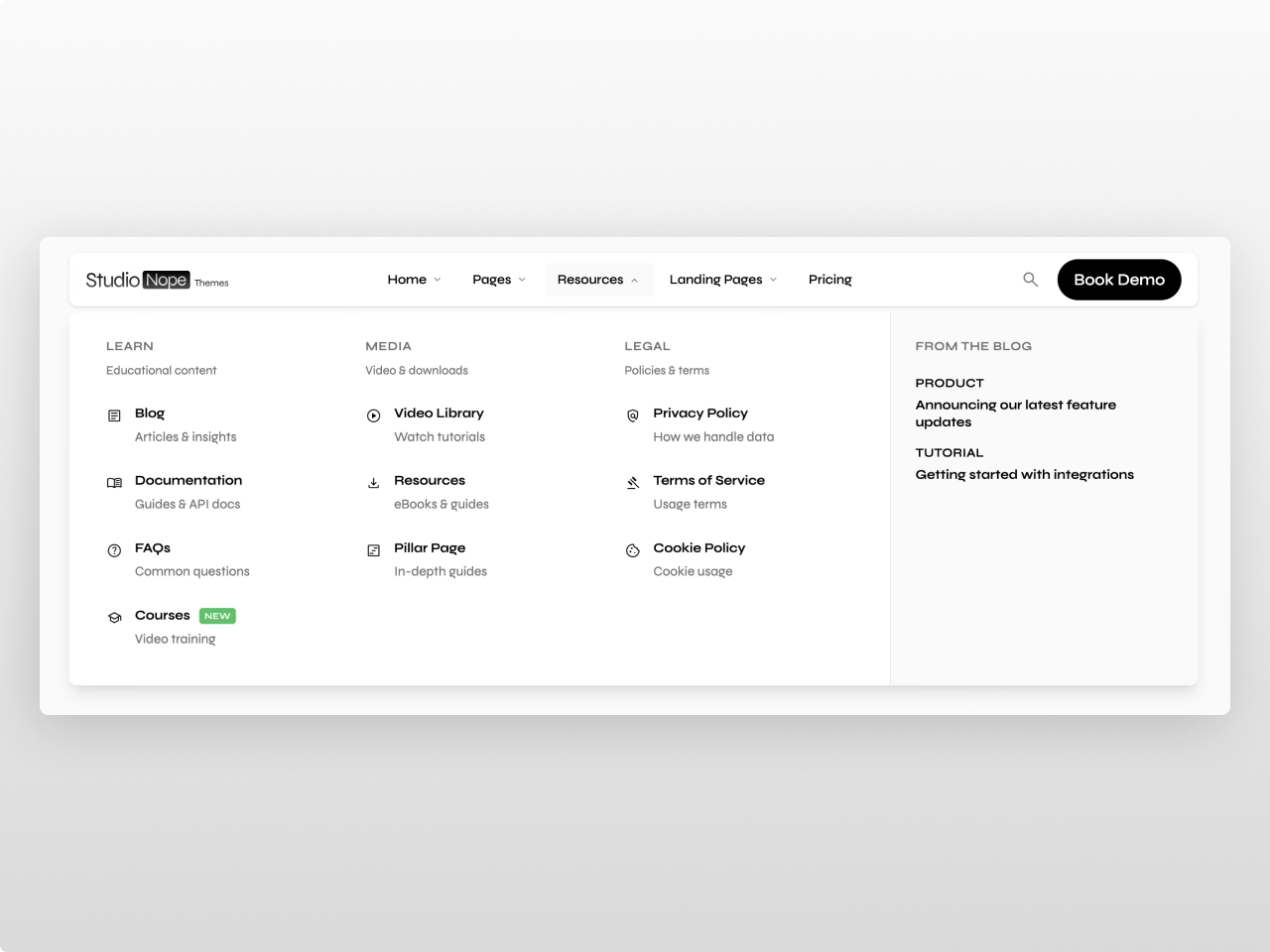 Mega Menu Pro module for HubSpot CMS showing mega menu panels and dropdown navigation
